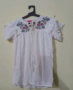 Lucky Charm White Top with Butterfly Sleeves