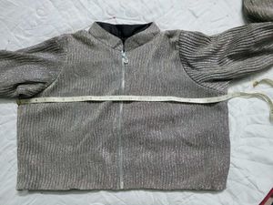 Partywear Sparkly Silver Bomber Jacket