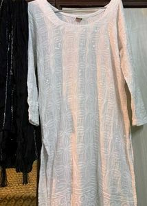 White Embroidered Kurta with plazzo set