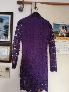 Purple Lace Long Sleeve Dress