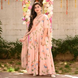 Soft Silk Gown With Dupatta