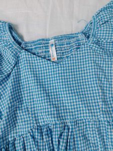 Blue Peplum Gingham top