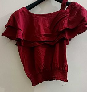 Red Ruffle Top &amp; Wide Leg Pants Set❤