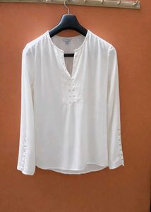 Calvin Klein Elegant White Long Sleeve Blouse