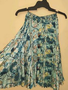 Pleated Maxi Flared Skirt