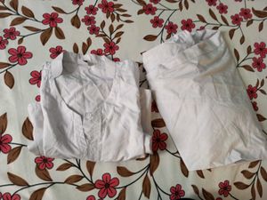 White Cotton Kurta Set, And Free Dupatta As Well