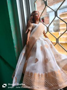 Kerla Style Half Saree For Barbie Doll 🤍