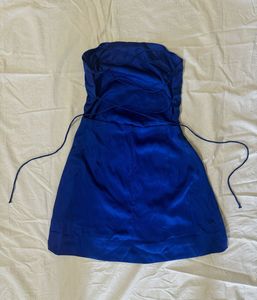 Royal blue satin mini dress