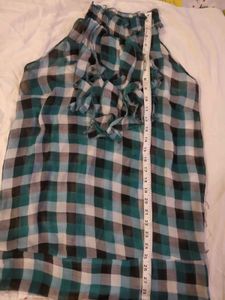 Halter Ruffled Plaid Beautiful Top