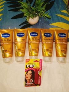Combo Of 5 Vaseline Gluta Hya Sunscreen 🧴🌞