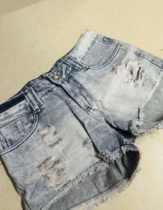 Ripped Denim Shorts
