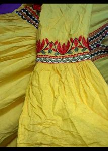 ₹350 Yellow Embroidery Gown Frock