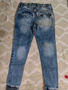 Stylish Blue Denim Joggers Size - 30