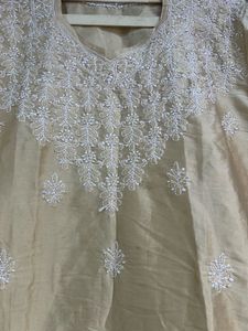 Golden Silk Kind Of Chikankari Lucknowi Kurta