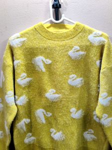 imported women&#39;s yellow crewneck sweater