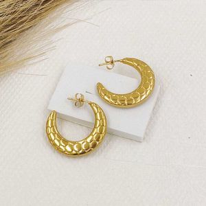 Gold Tarnish Honeycomb Korean Hoop Earrings