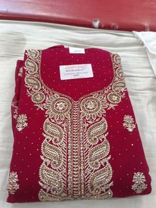 Red & Gold Embroidered Salwar Kameez