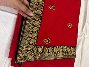 New red patches saree