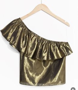 Metallic One-Shoulder Top
