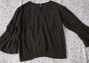 Brown Knotted Crop Top