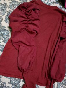 Maroon Puff Sleeve Top