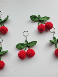Crochet Cute Cherry Keychain🍒