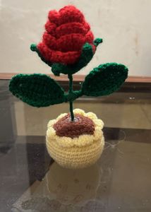 Crochet Rose in Pot