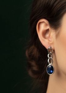 Blue Stone Drop Earrings