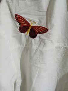 White Rose Thread Work Shirt