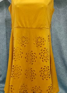 Mustard Cut-Out Skater Dress