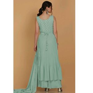 Mint Green Flared Palazzo Suitare Trouser Suit