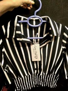 Striped Y2k Black And White Top