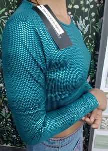 Teal Open Back Long Sleeve
