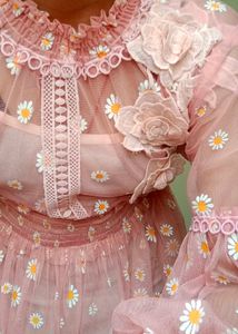 Pink Floral Mesh Dress
