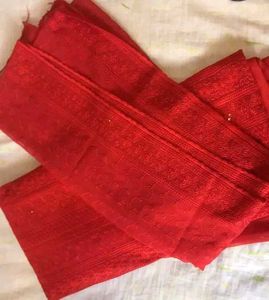 Women&#39;s Red Floral Embroidered Georgette Suits &amp; D