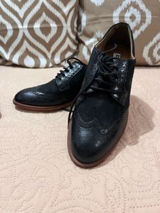 Black Leather Brogue Dress Shoes