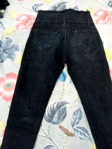 High-Waisted Black Denim Jeans