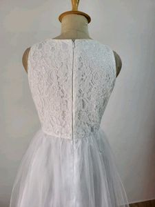White Lace &amp; Tulle Maxi Dress