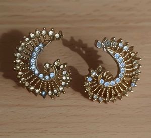 Vintage Rhinestone Spiral Earrings