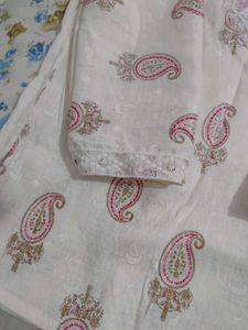 White Paisley Print Kurti