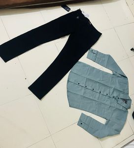 Men&#39;s Casual  US POLO Jeans With Shirt Outfit Set