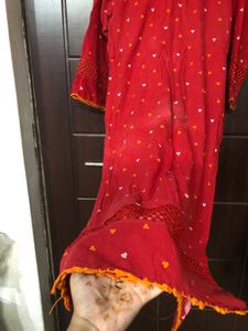 Red Embroidered Kurti