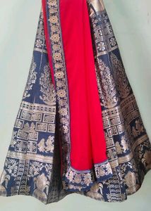 Red &amp; Navy Blue lehenga Choli With Dupatta