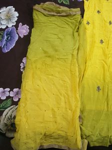 Yellow Kurti With Heavy Work