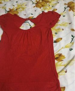 Red backless top