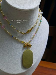 Enchanted Swan Lake Clay Pendant Necklace