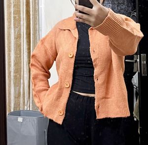 Peach Knit Cardigan
