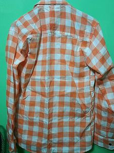 Orange Checked Shirt For Men