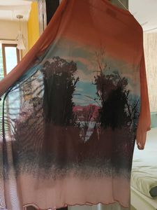Orange Graphic Print Top