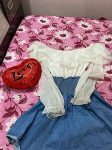 Chic Denim &amp; Lace Mini Dress